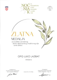 Zlatna medalja nocnjak 2026 sorta oblica opg lazibat