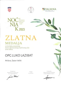 Zlatna medalja nocnjak sorta oblica opg lazibat
